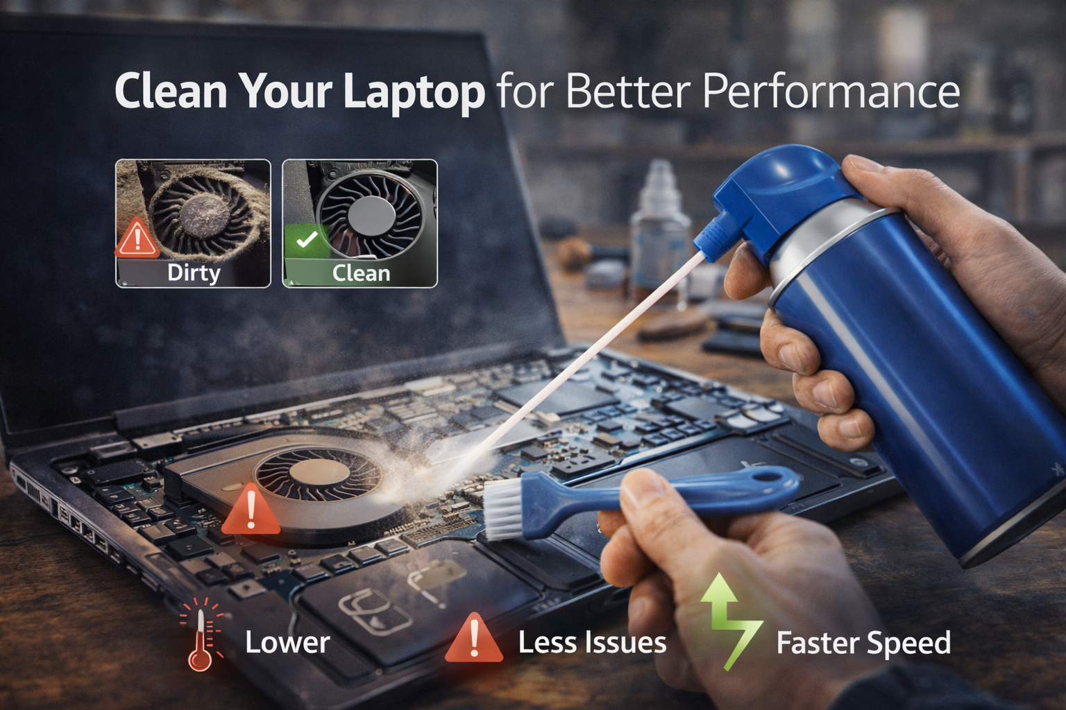 clean your laptop for better performance techwizs F
