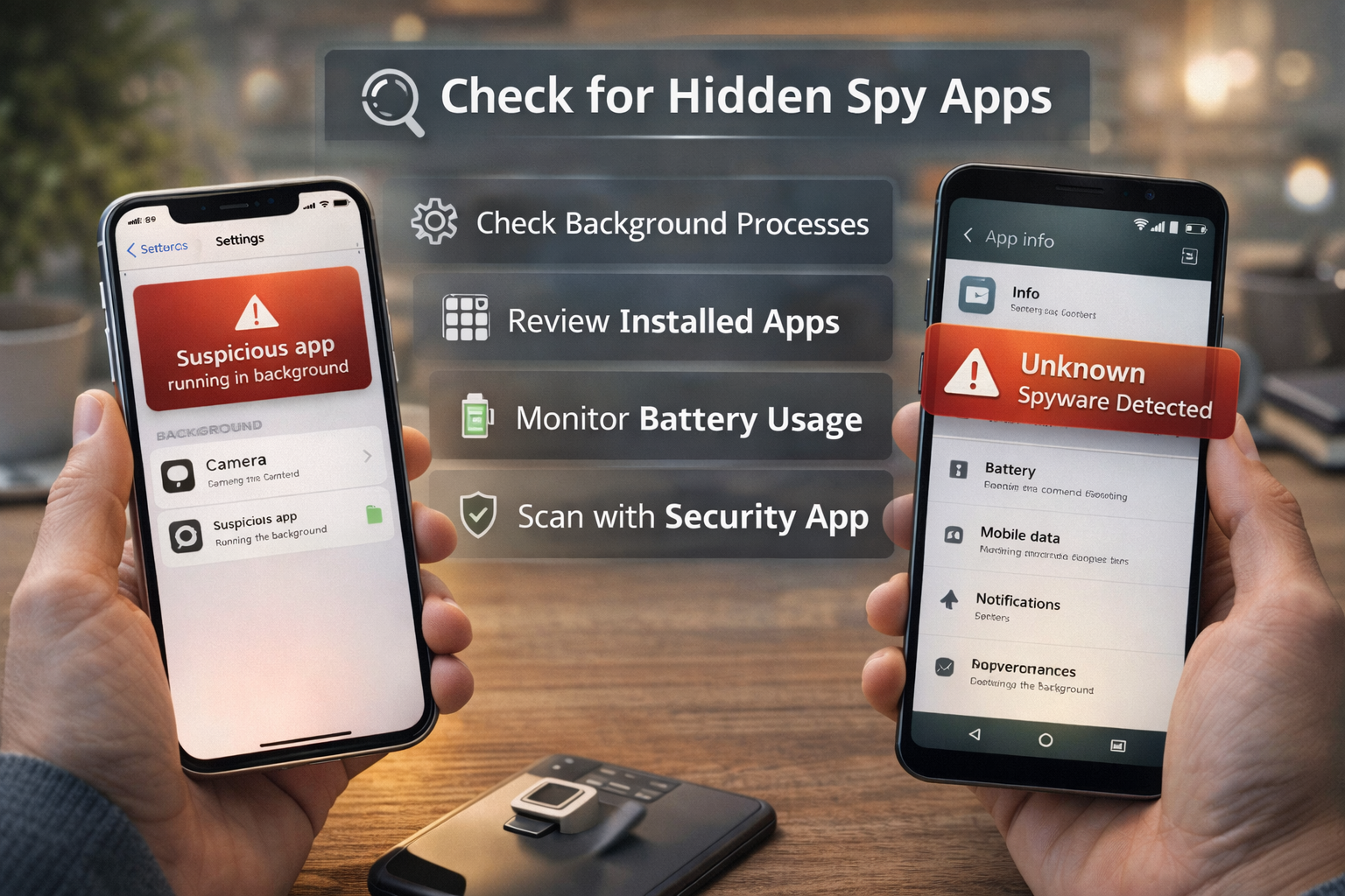 check hidden spy apps phone F