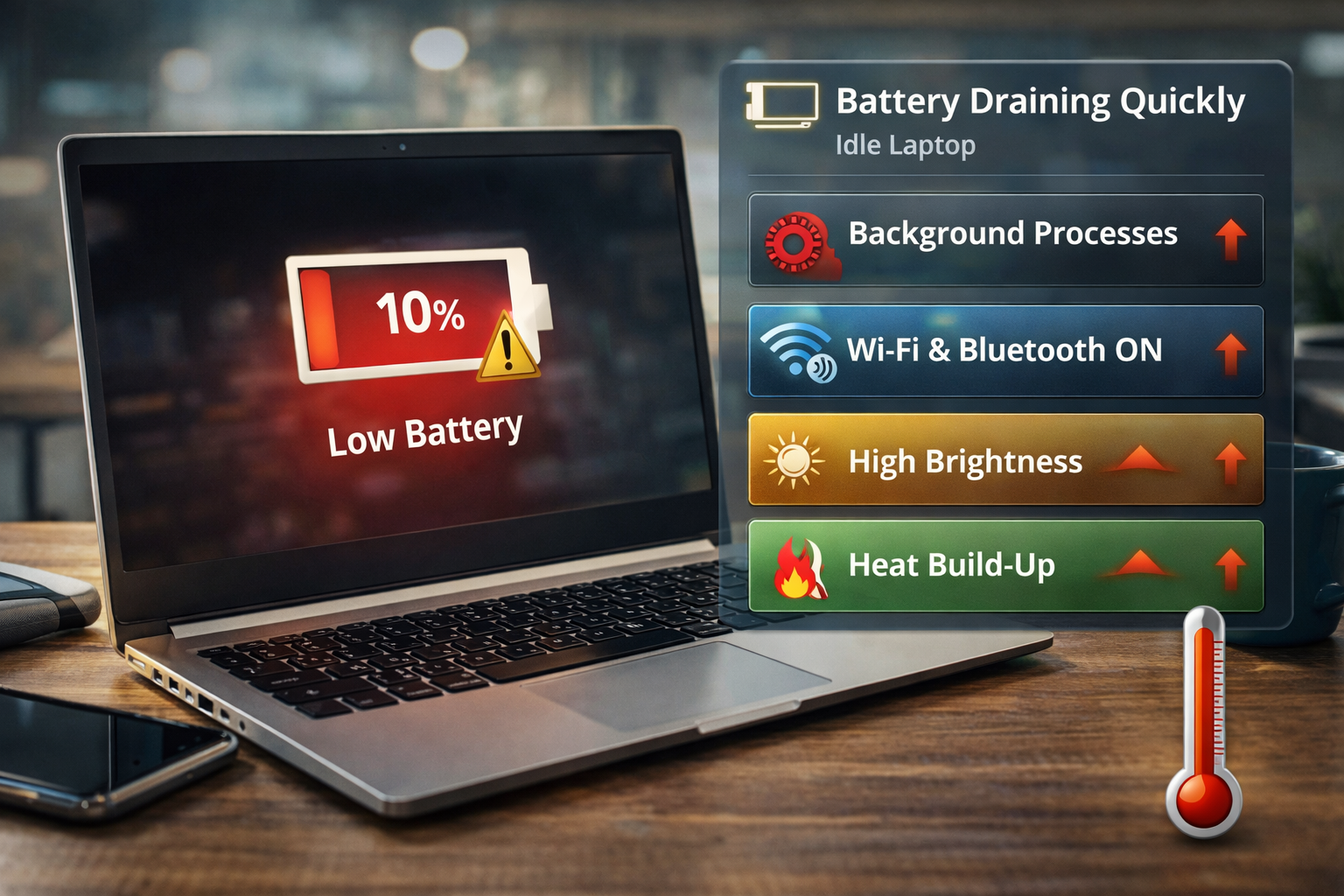 laptop battery drains fast F