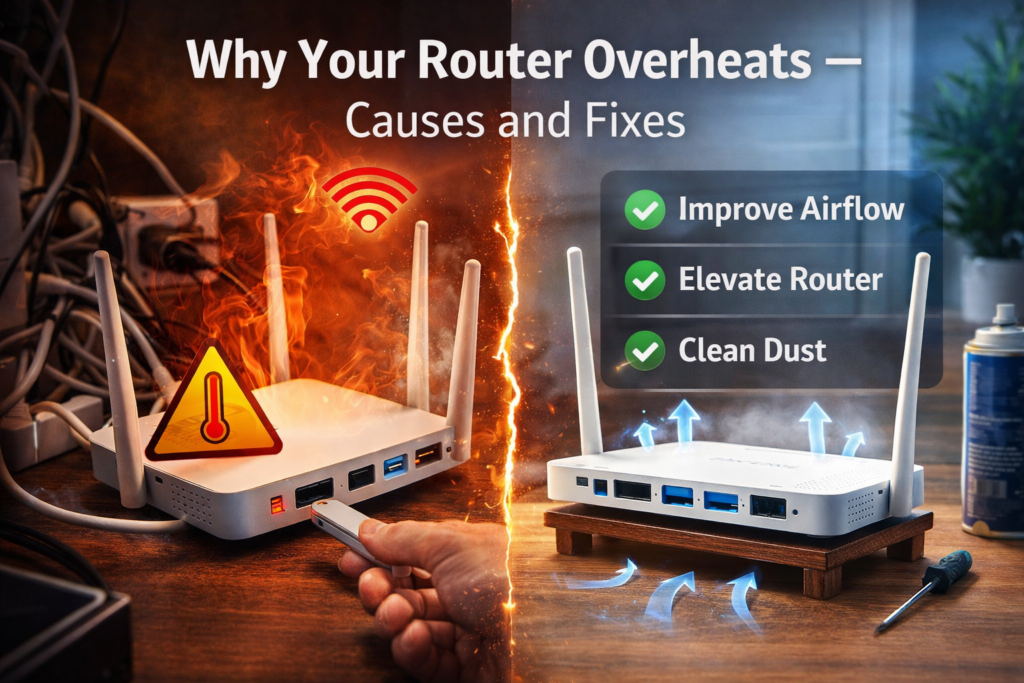 router overheats causes fixes P