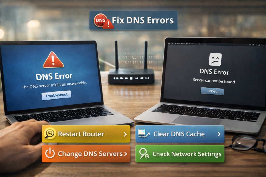 DNS errors fix Windows and Mac P