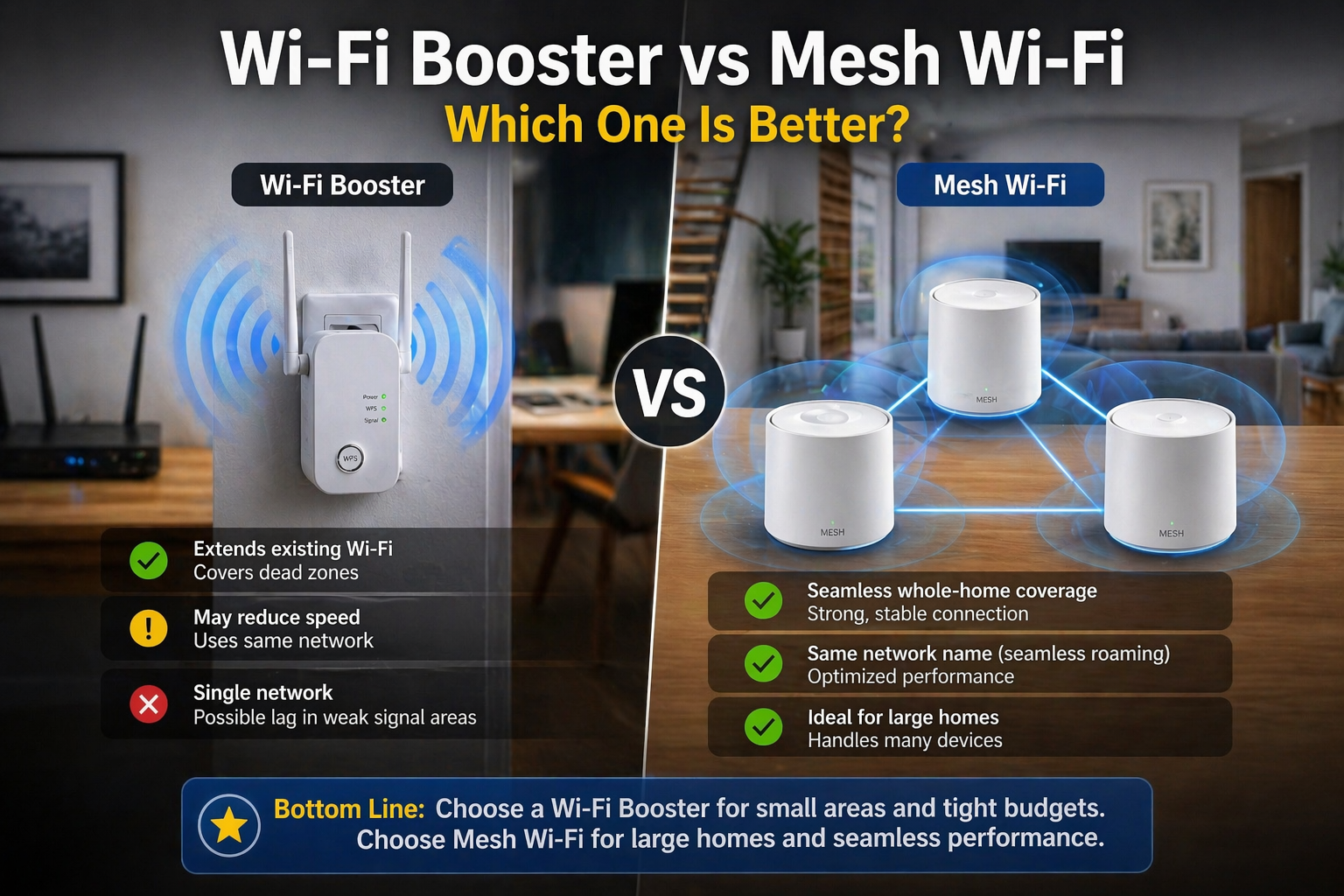 Wi-Fi booster vs mesh Wi-Fi F
