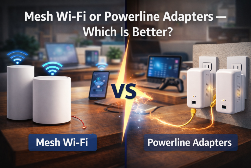 mesh Wi-Fi or powerline adapters p