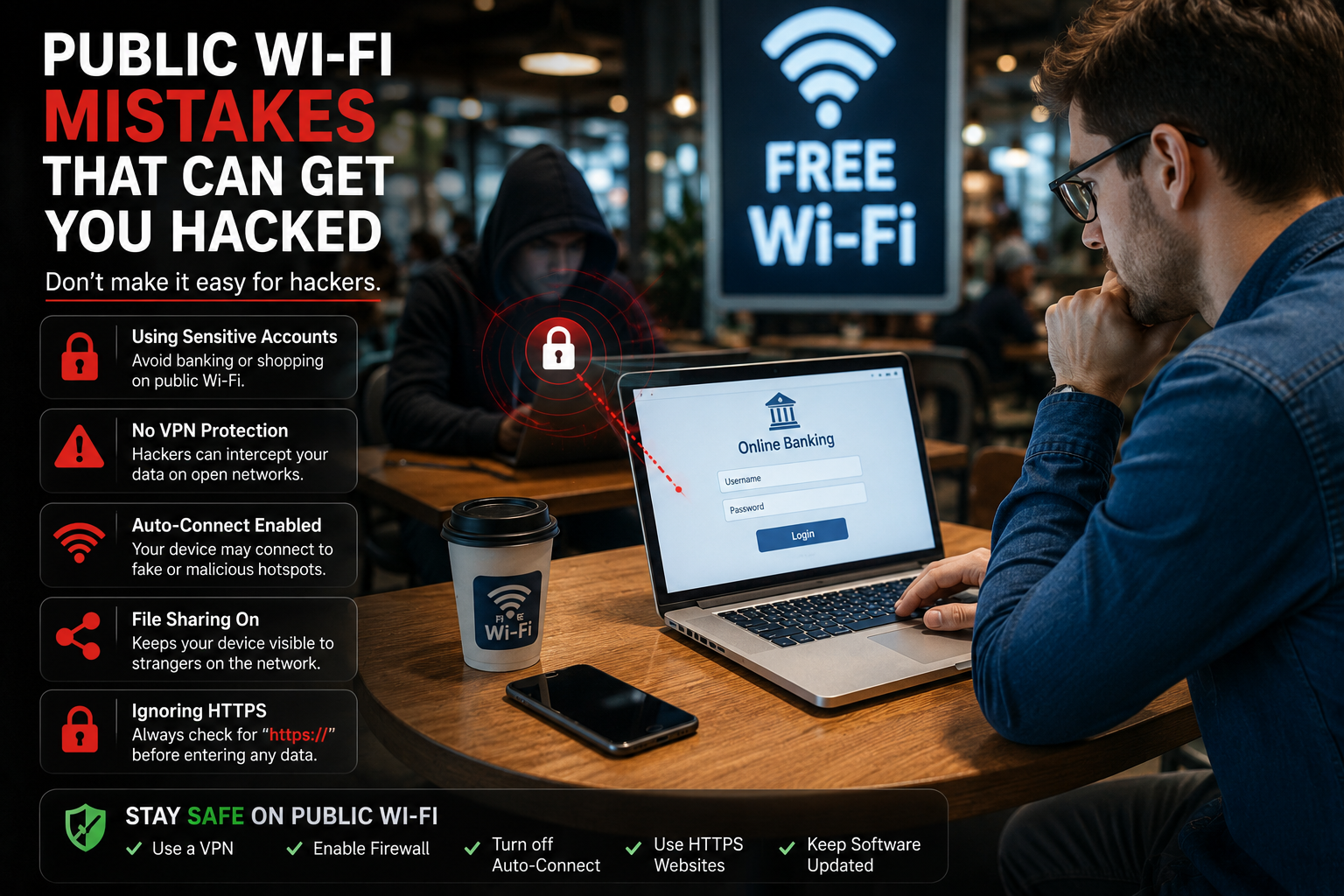 public Wi-Fi mistakes F